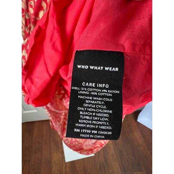 Who What Wear Women's XL Red Floral Ruffled Prairie Maxi Dress Bohemian Fall - Picture 3 of 8